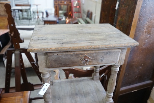 A 19th century style French provincial pine two tier side table, width 54cm, depth 37cm, height 77cm
